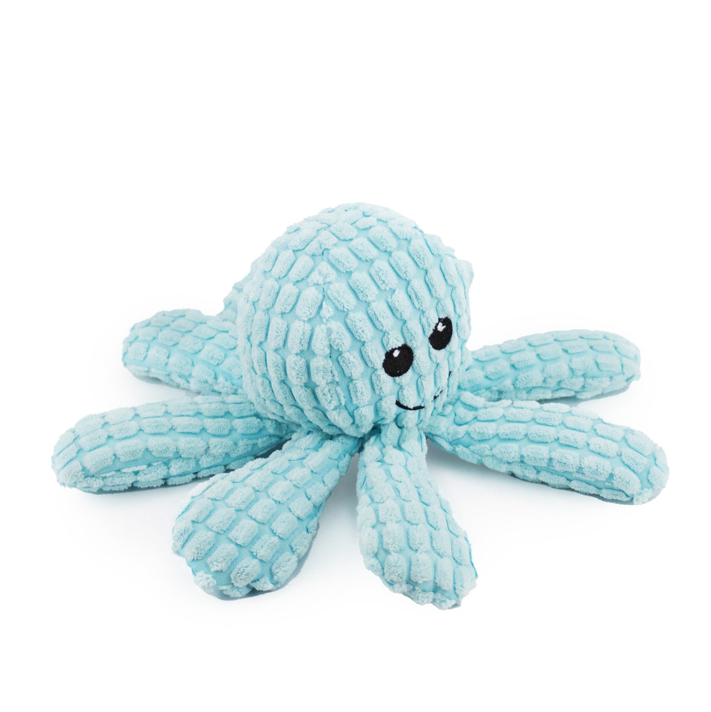 13 ogi the octopus w/ squeaker - lt. blue - soft plush squeaky dog toy with corduroy-style texture, fun for pet play and snuggles