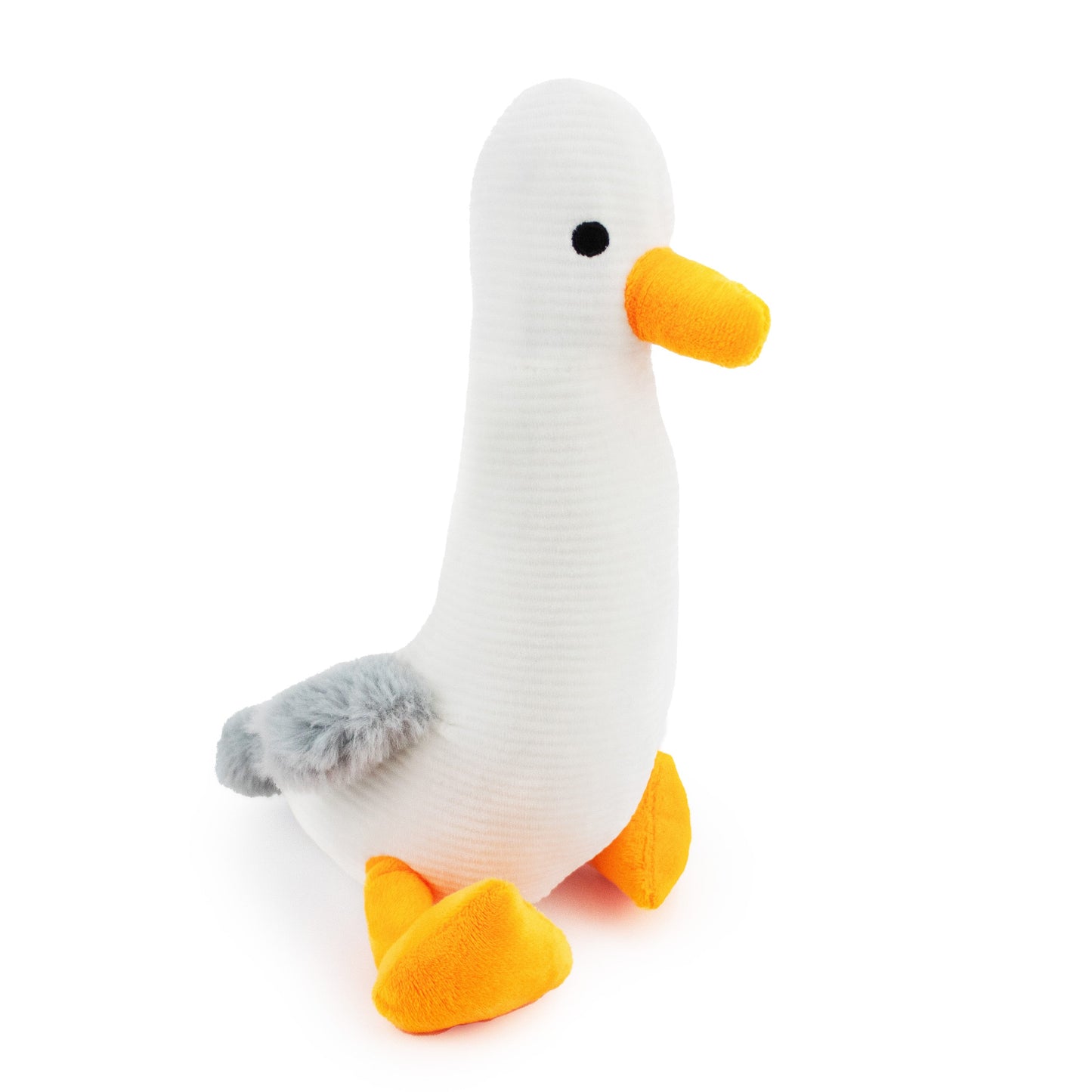 9 sigmund seagull w/ squeaker and crinkle - soft plush squeaky dog toy with corduroy-style texture, fun for pet play and snuggles