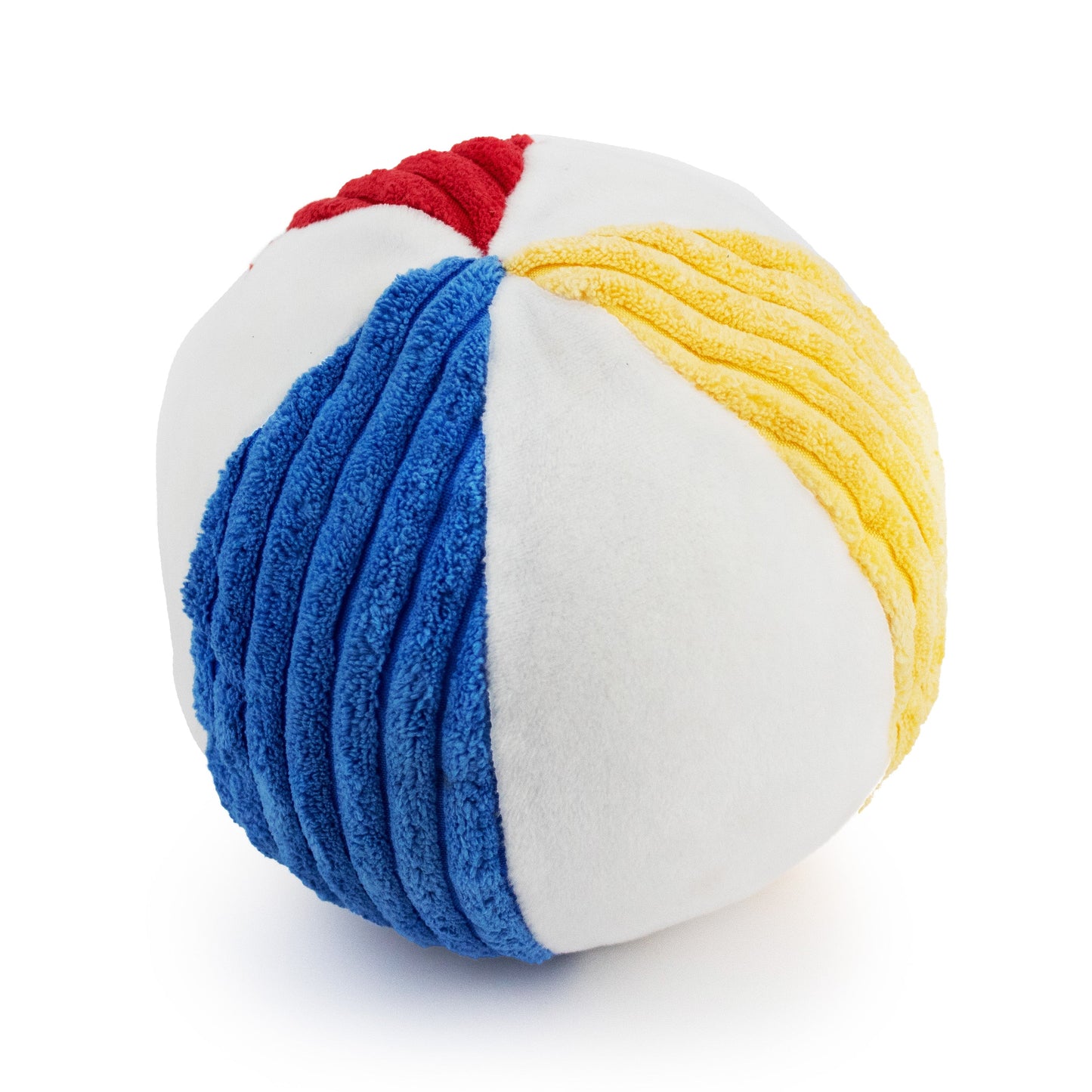 6 beach ball w/ squeaker - soft plush squeaky dog toy with corduroy-style texture, fun for pet play and snuggles