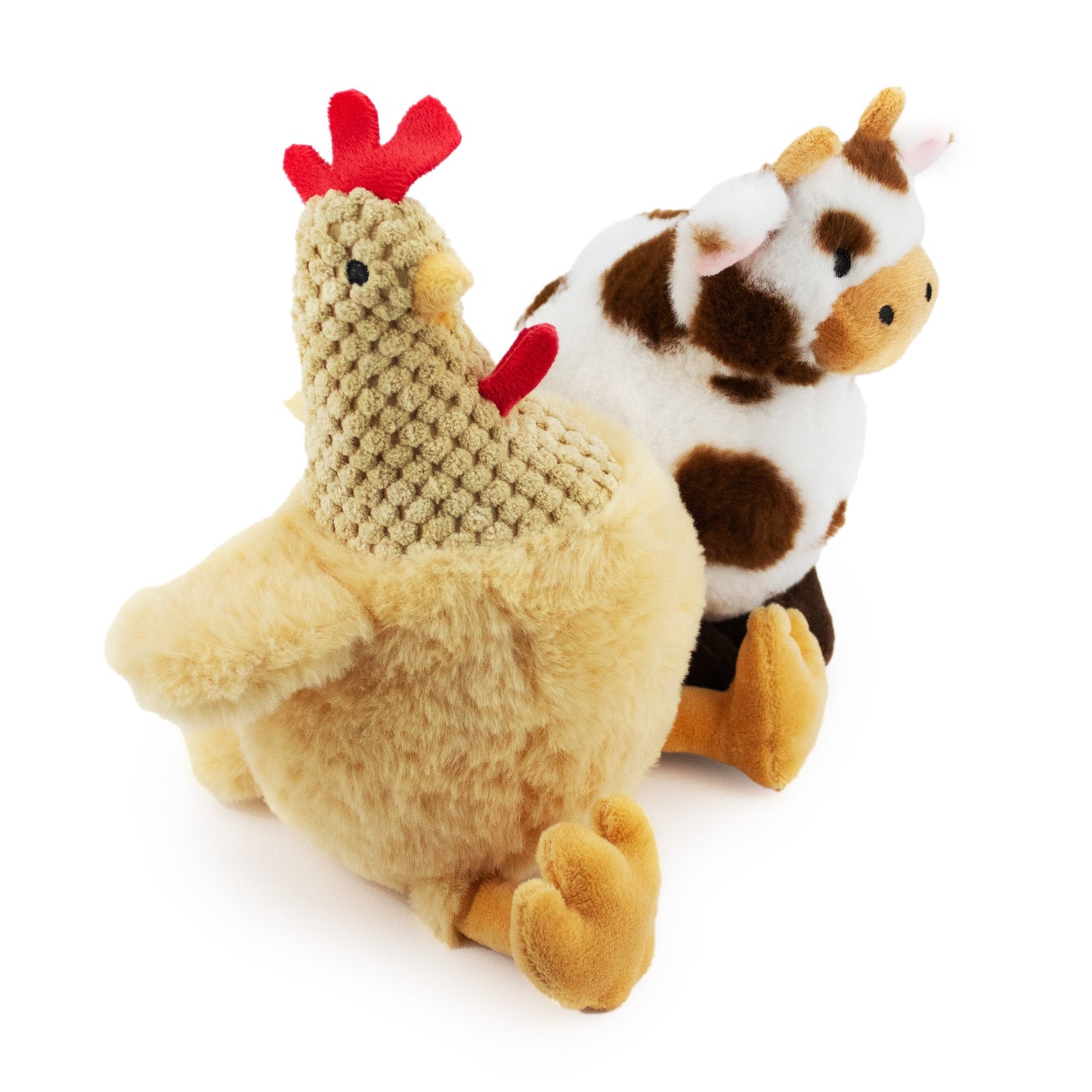 8 rudy and carter w/ squeaker ball and crinkle - 2 pack - soft plush squeaky dog toy with corduroy-style texture, fun for pet play and snuggles