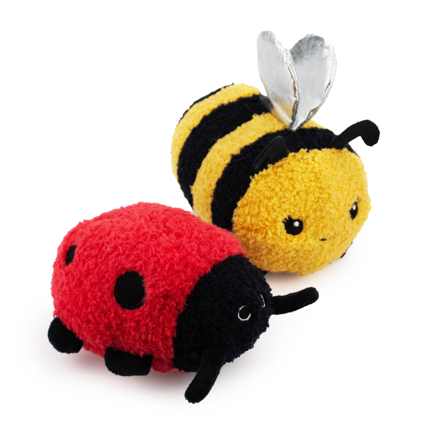 7 buzzing around w/ squeaker and crinkle - soft plush squeaky dog toy with corduroy-style texture, fun for pet play and snuggles