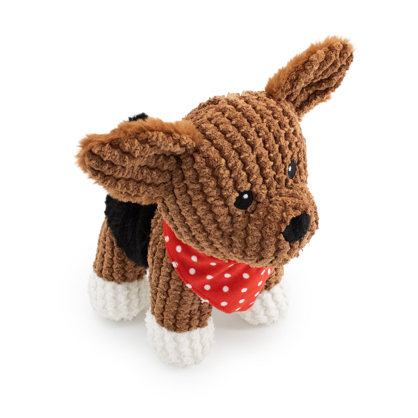 9" YorkiePoo w/ Squeaker & Crinkle plush dog toy with soft fabric, designed for gentle play and cuddling