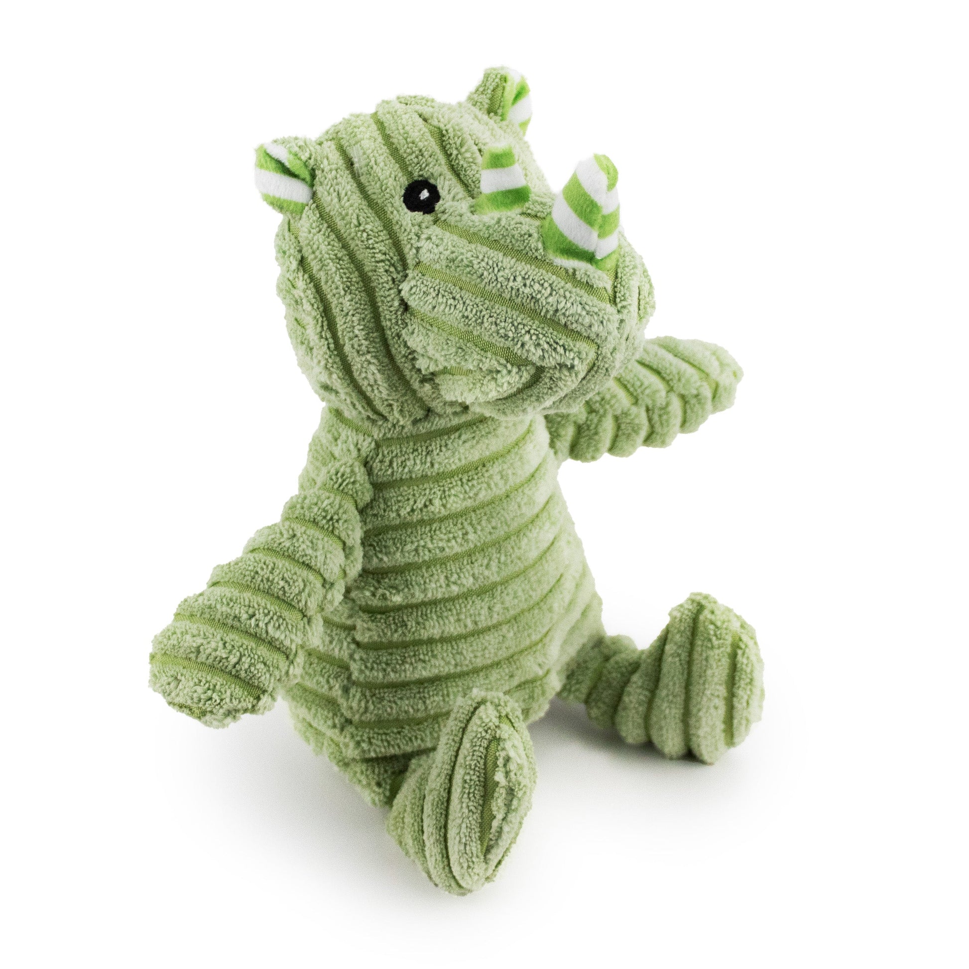 15 corduroy rhino w/ squeaker and crinkle - soft plush squeaky dog toy with corduroy-style texture, fun for pet play and snuggles