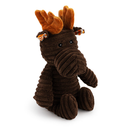 9 corduroy moose w/ honker and crinkle - soft plush squeaky dog toy with corduroy-style texture, fun for pet play and snuggles