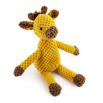 9" Sitting Giraffe w/ Squeaker & Crinkle plush dog toy with soft fabric, designed for gentle play and cuddling
