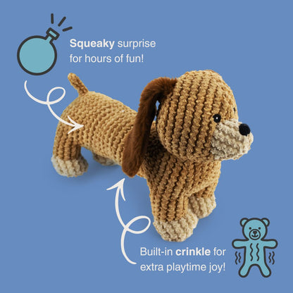 13" Dash Dachshund w/ Squeaker & Crinkle