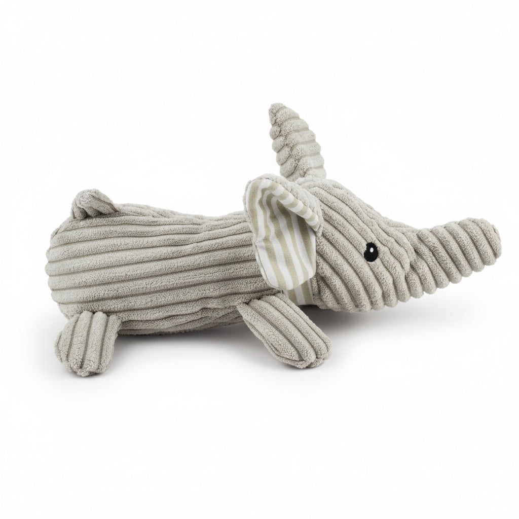 12" Corduroy Lying Elephant w/ Squeaker & Crinkle