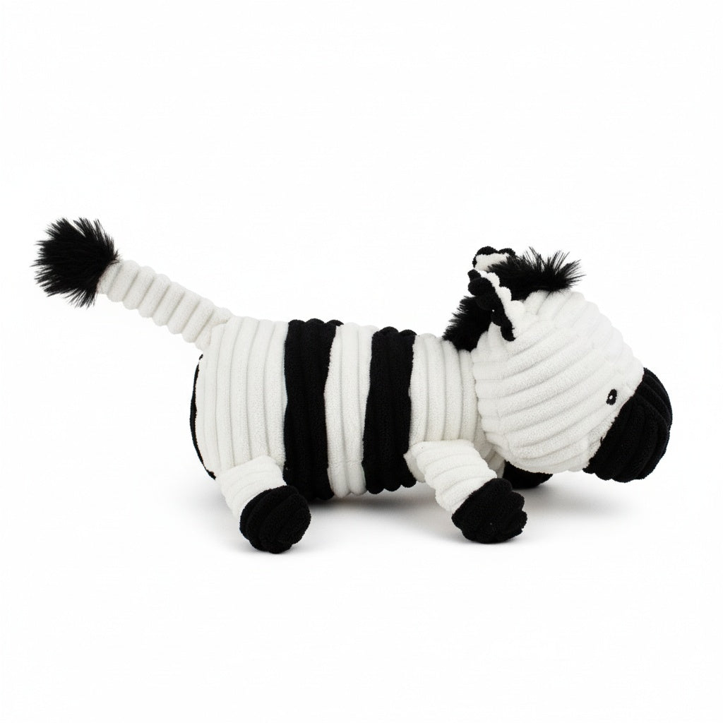 12" Corduroy Lying Zebra w/ Squeaker & Crinkle