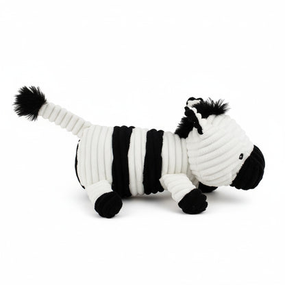 12" Corduroy Lying Zebra w/ Squeaker & Crinkle