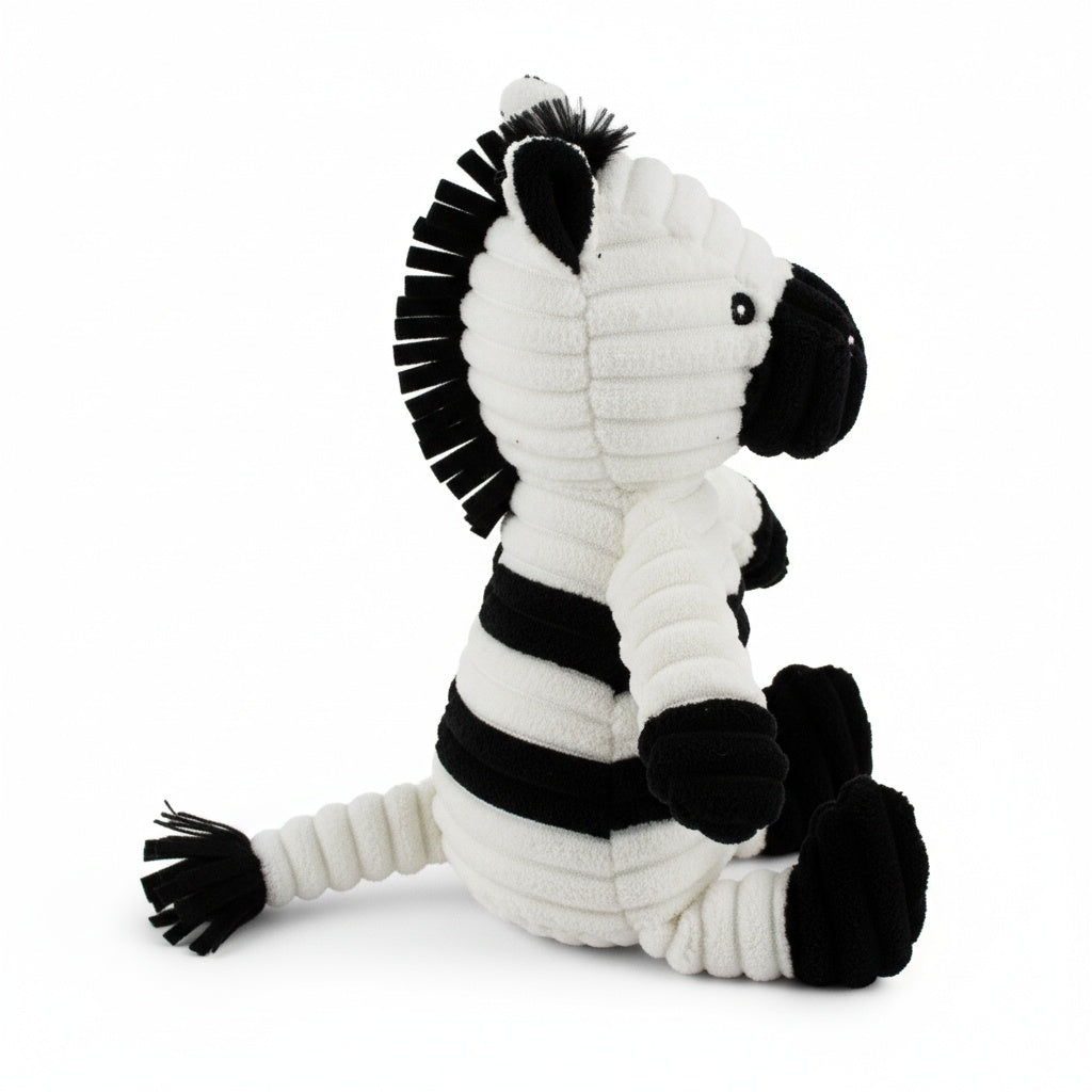 15" Corduroy Zebra w/ Squeaker & Crinkle
