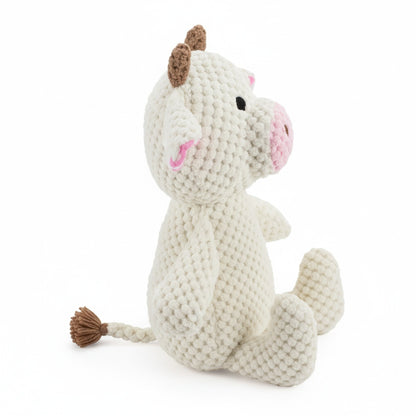 15" Sitting Corduroy Cow w/ Squeaker & Crinkle