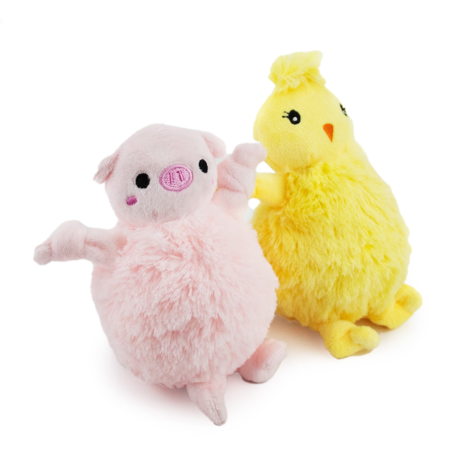 3 springtime funtime w/ squeaker ball - 2 pack - soft plush squeaky dog toy with corduroy-style texture, fun for pet play and snuggles