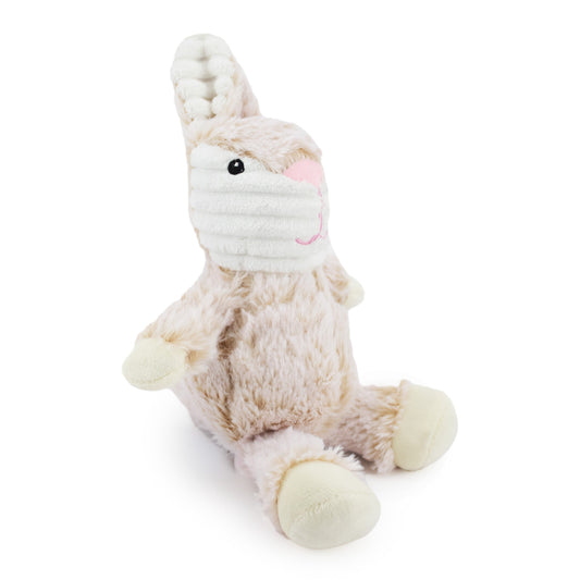 7 two tone cuddle bunny w/ squeaker and corduroy - tan - soft plush squeaky dog toy with corduroy-style texture, fun for pet play and snuggles