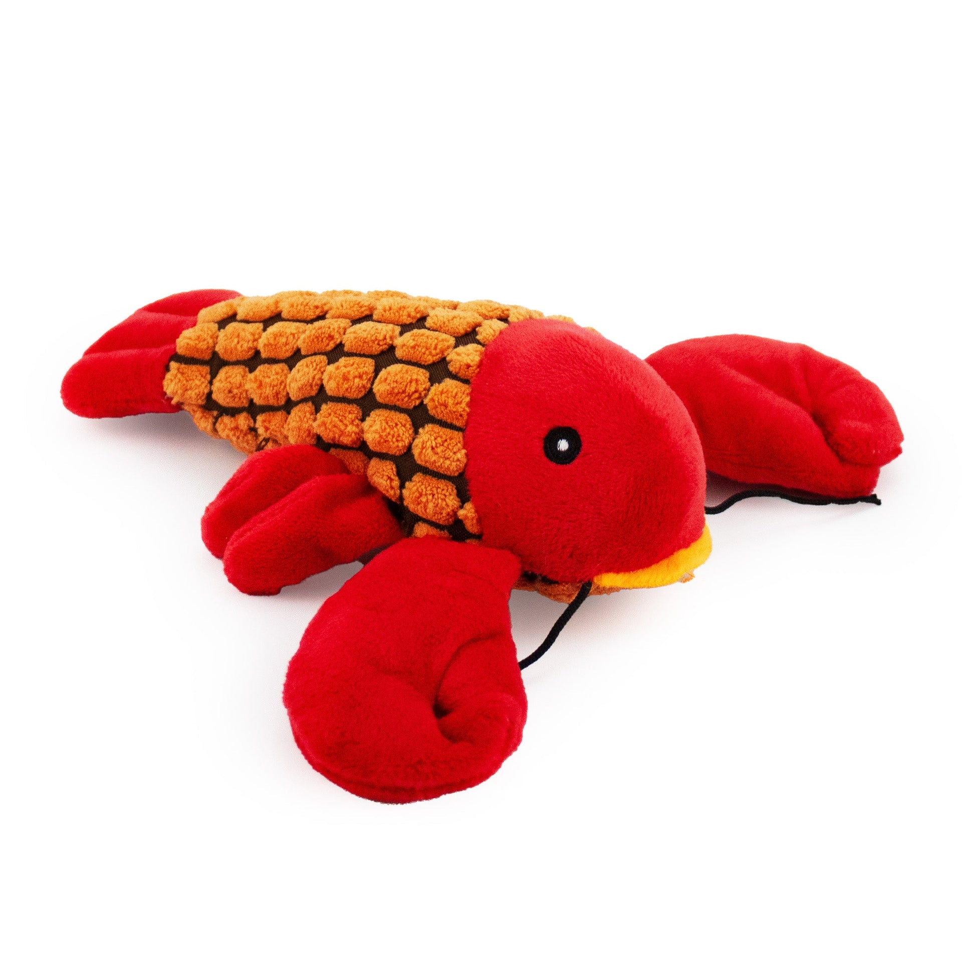 9" Larry the Lobster w/ Squeaker & Crinkle plush dog toy with soft fabric, designed for gentle play and cuddling