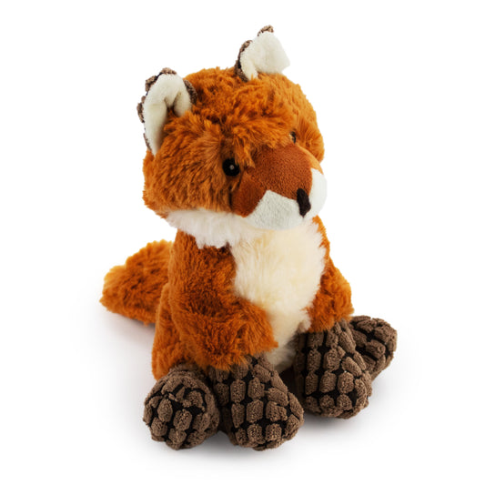 8 fox w/ squeaker, crinkle ears and corduroy detail - soft plush squeaky dog toy with corduroy-style texture, fun for pet play and snuggles