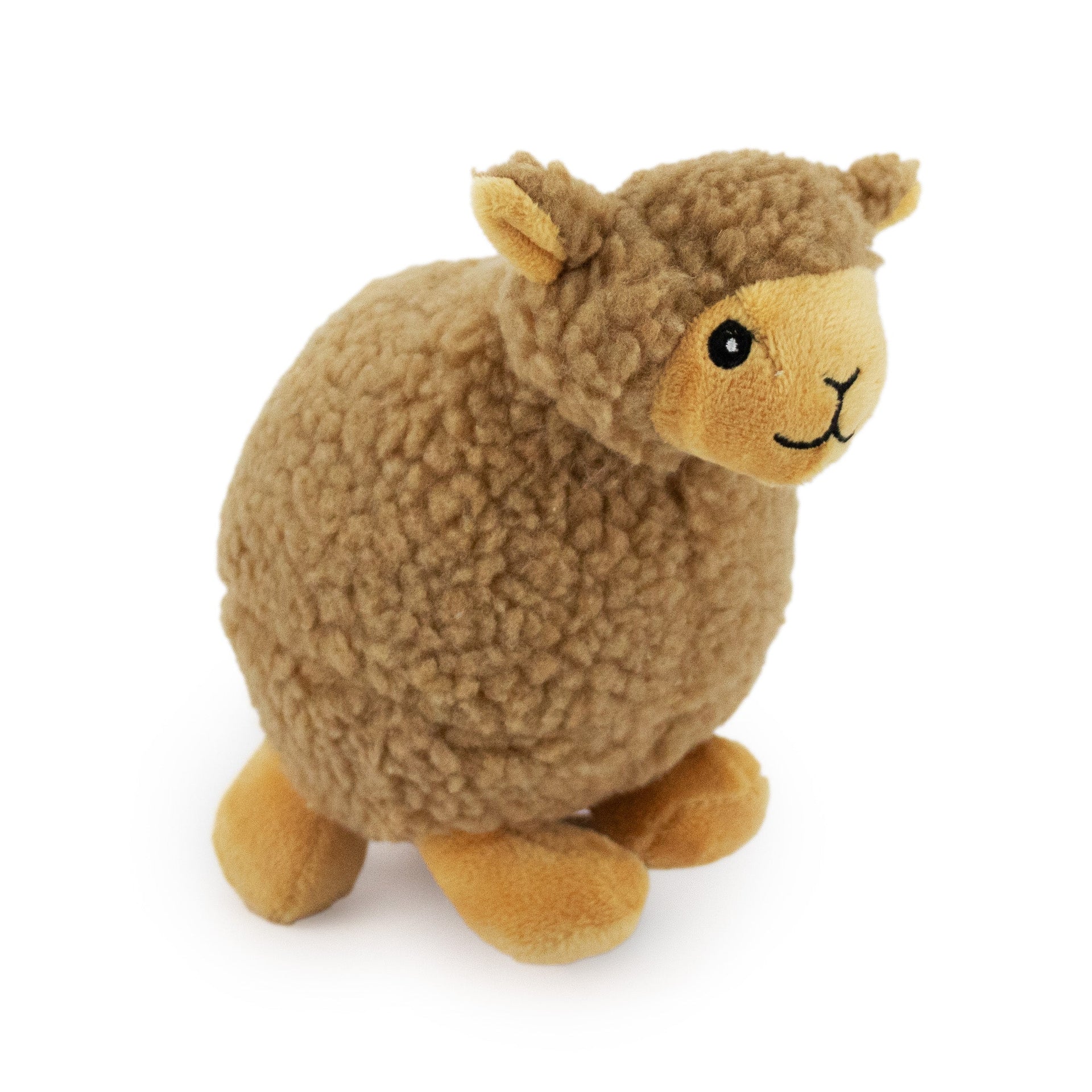 7" Baa Baa Sheep W/ Squeaker Ball - Tan plush dog toy with soft fabric, designed for gentle play and cuddling
