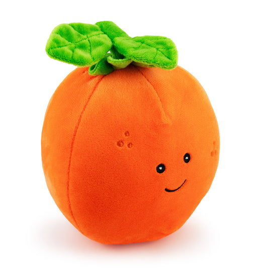 6 tangy orange w/ squeaker - soft plush squeaky dog toy with corduroy-style texture, fun for pet play and snuggles