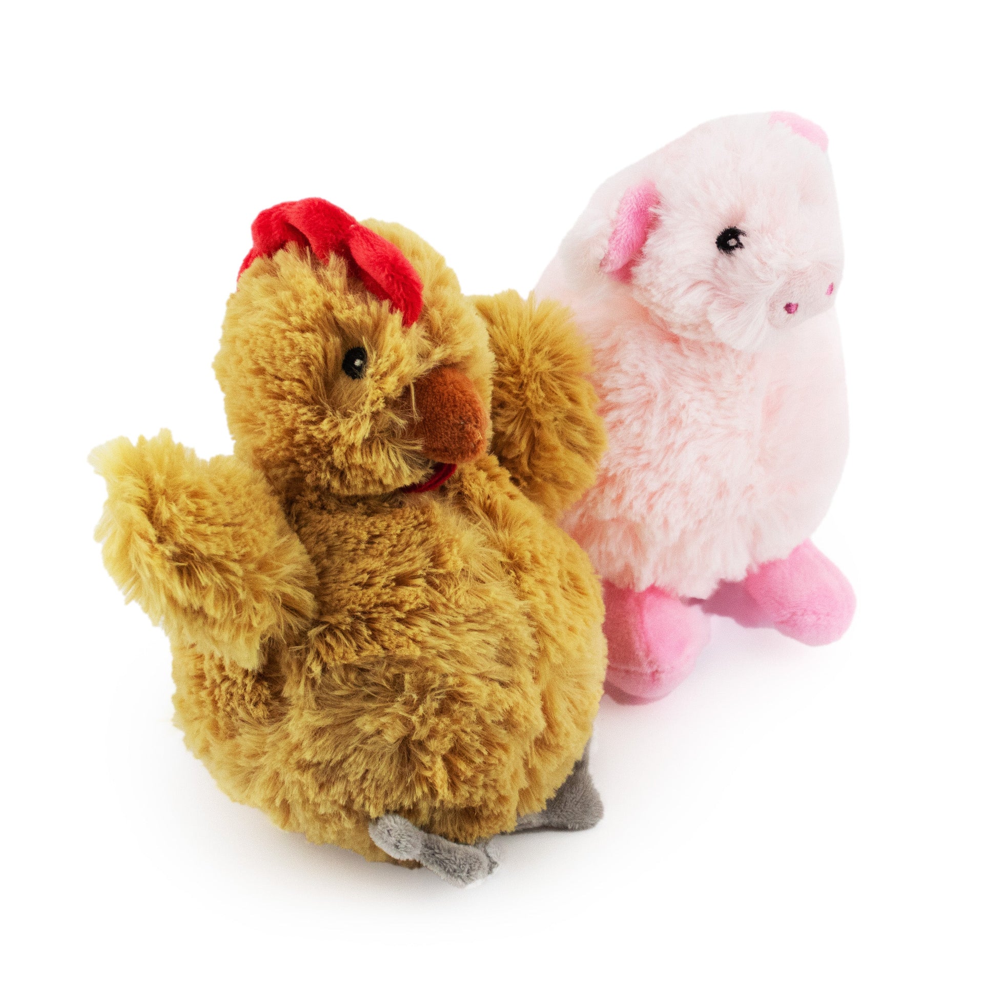 7" Chester Chic & Piglet W/Squeaker Ball - 2 Asst plush dog toy with soft fabric, designed for gentle play and cuddling