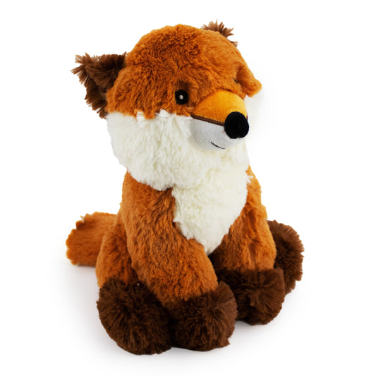9 fox w/ squeaker - soft plush squeaky dog toy with corduroy-style texture, fun for pet play and snuggles