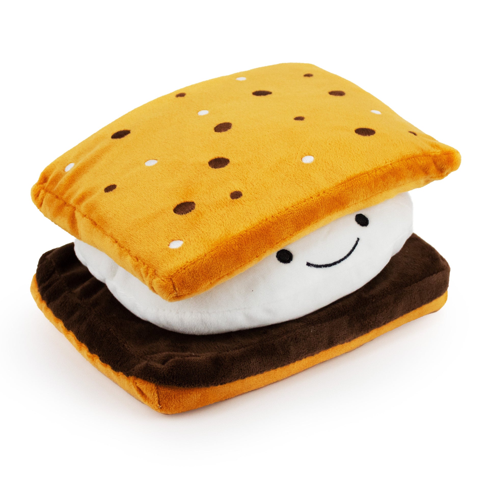 8 smores w/squeaker and crinkle - soft plush squeaky dog toy with corduroy-style texture, fun for pet play and snuggles