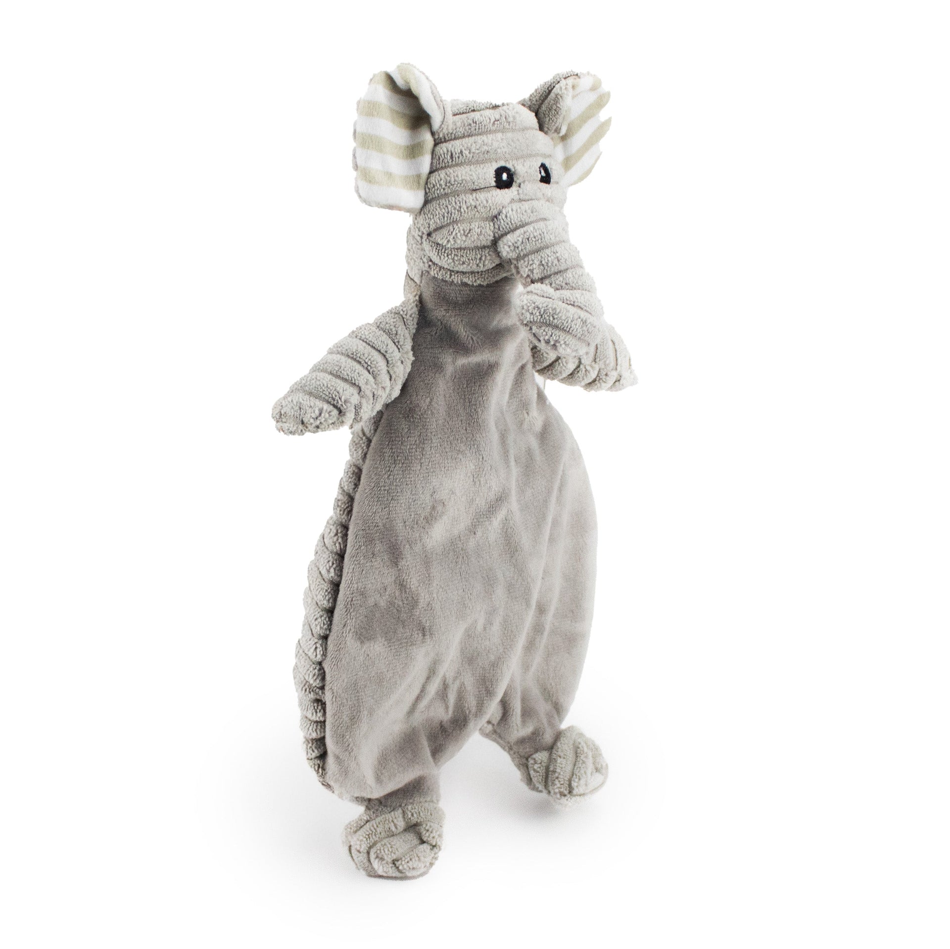 12 corduroy elephant flattie w/ squeaker and crinkle - soft plush squeaky dog toy with corduroy-style texture, fun for pet play and snuggles