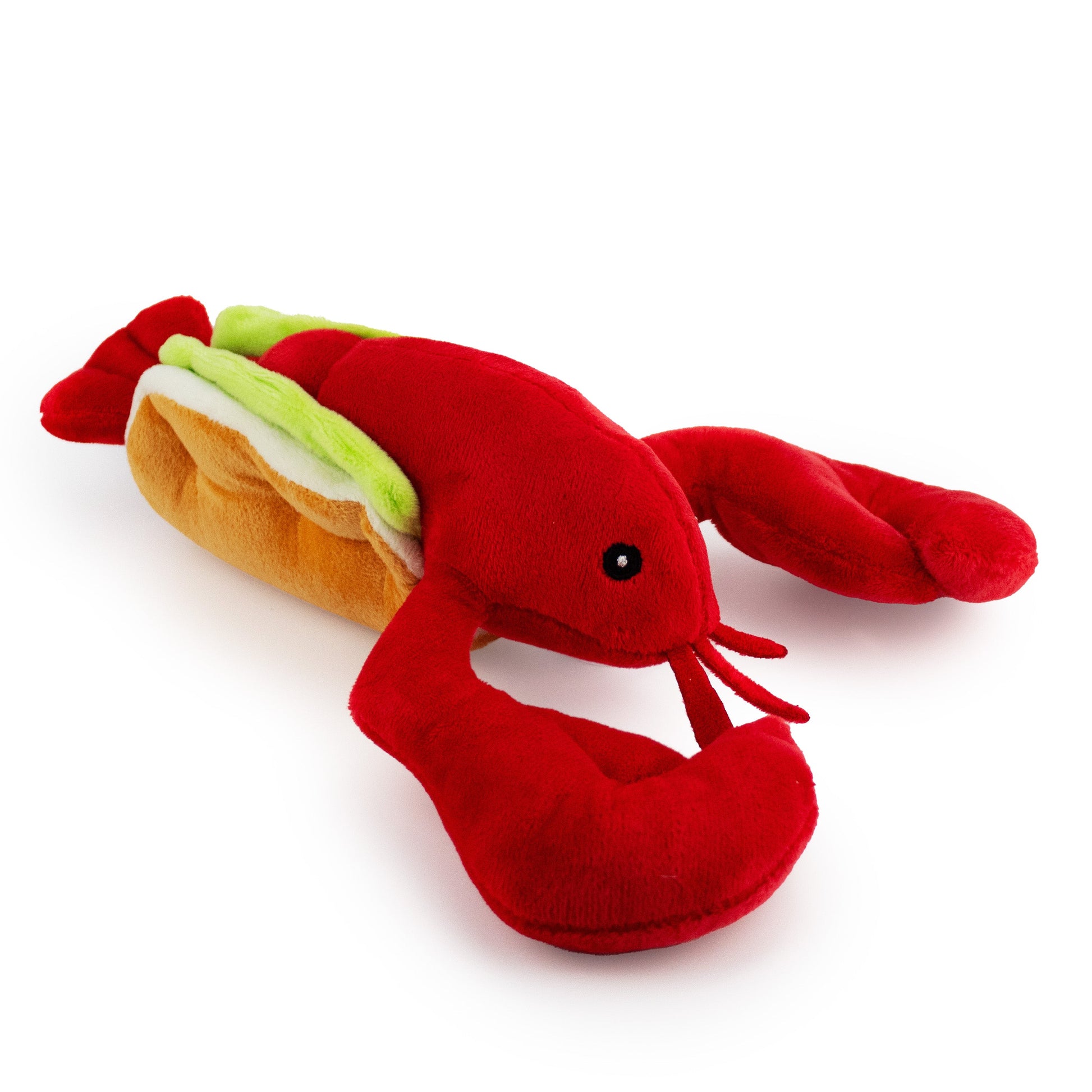 12 lobster roll w/ squeaker and crinkle - soft plush squeaky dog toy with corduroy-style texture, fun for pet play and snuggles
