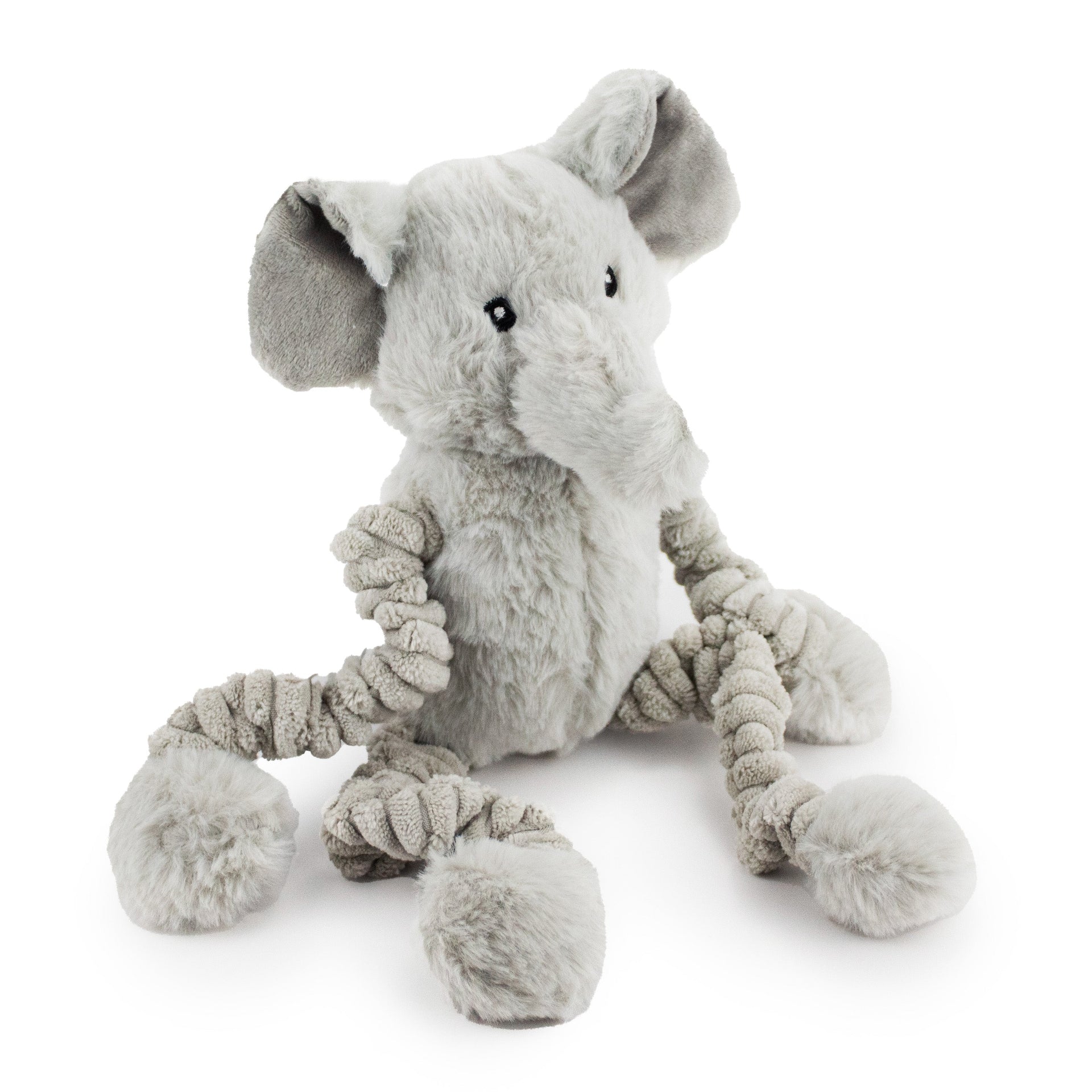 18" Long Body Elephant w/ Squeaker & Crinkle plush dog toy with soft fabric, designed for gentle play and cuddling