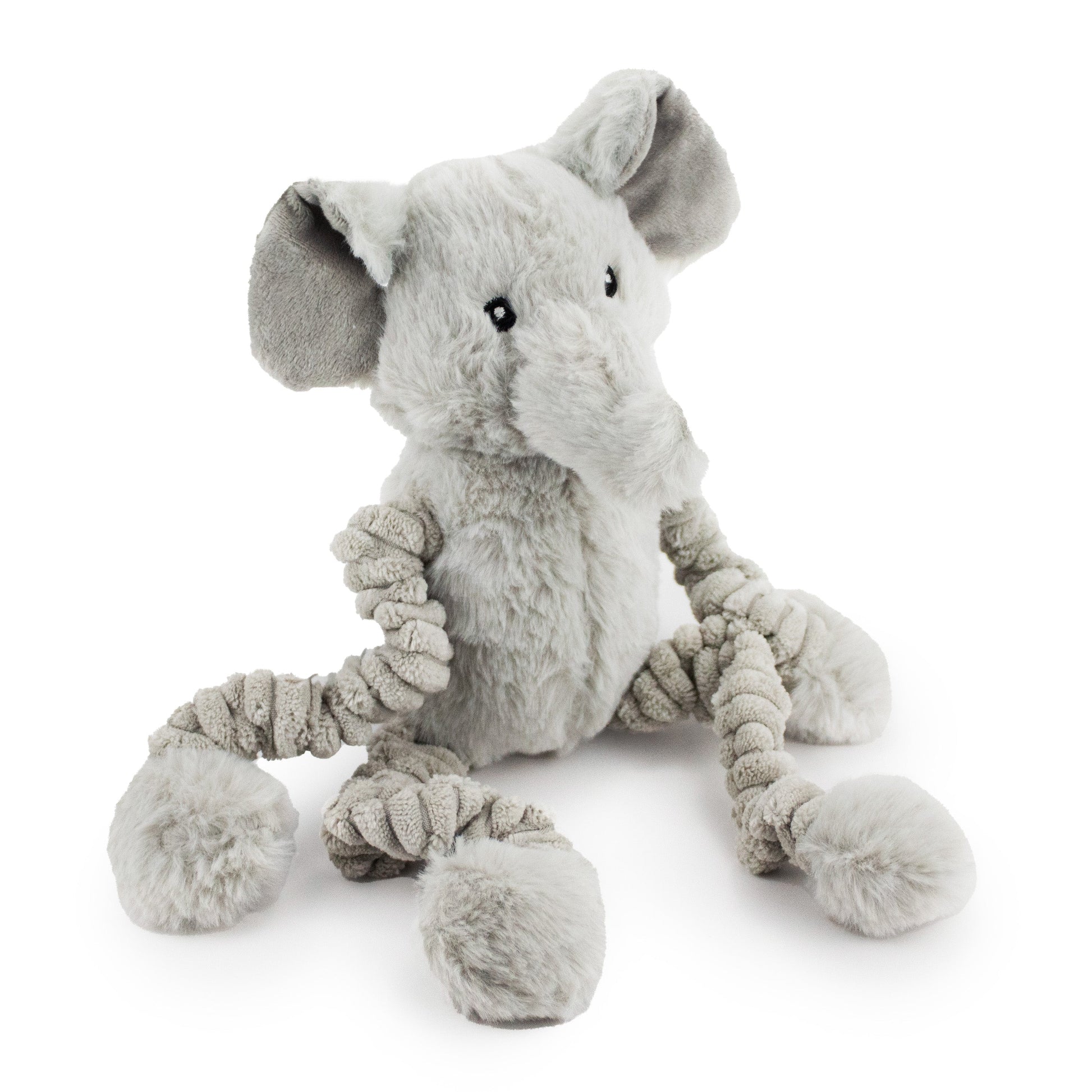 18" Long Body Elephant w/ Squeaker & Crinkle plush dog toy with soft fabric, designed for gentle play and cuddling