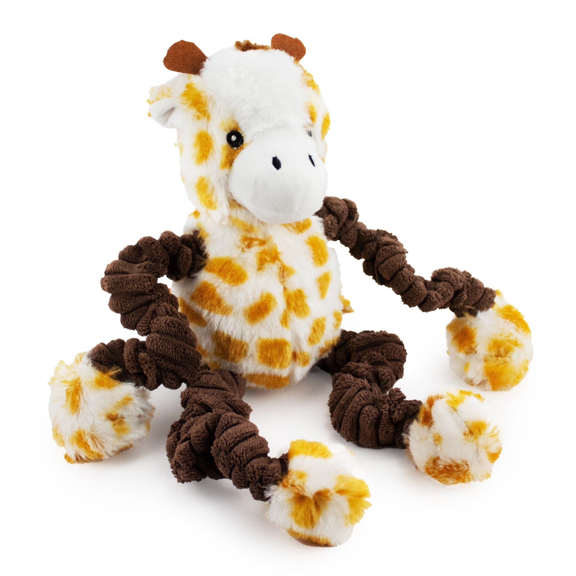 18" Long Body Giraffe w/ Squeaker & Crinkle plush dog toy with soft fabric, designed for gentle play and cuddling