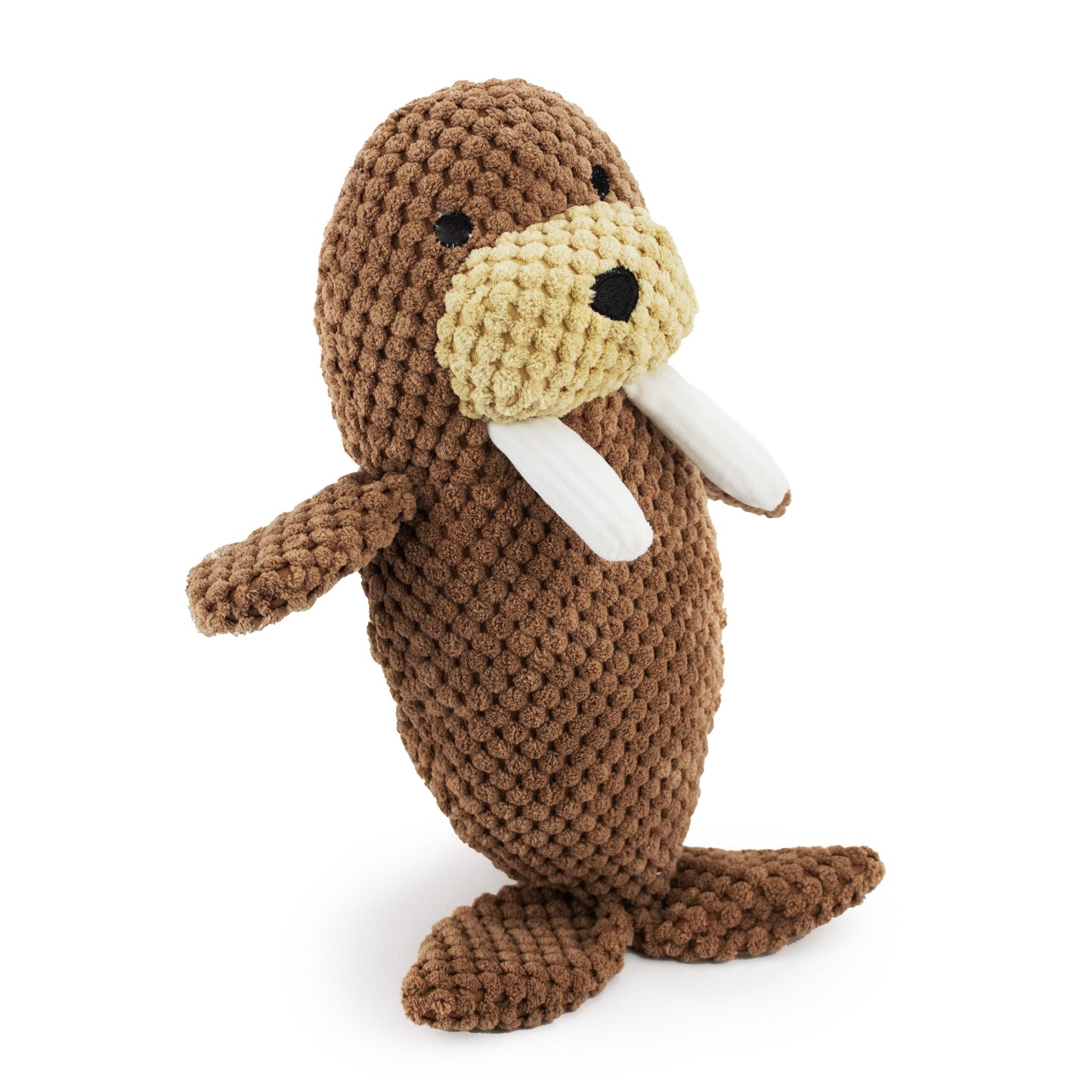 9 wolly walrus w/ squeaker - soft plush squeaky dog toy with corduroy-style texture, fun for pet play and snuggles