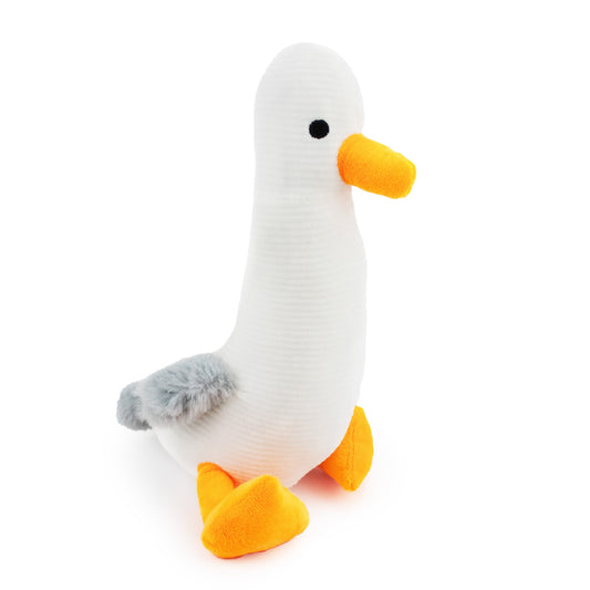 9 sigmund seagull w/ squeaker and crinkle - soft plush squeaky dog toy with corduroy-style texture, fun for pet play and snuggles
