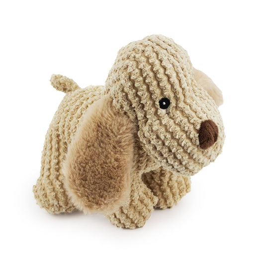 9 welshy spaniel w/ squeaker and crinkle - soft plush squeaky dog toy with corduroy-style texture, fun for pet play and snuggles