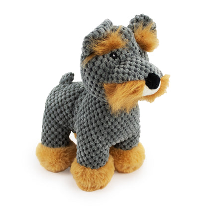 9 sammy schnauzer w/ squeaker and crinkle - soft plush squeaky dog toy with corduroy-style texture, fun for pet play and snuggles