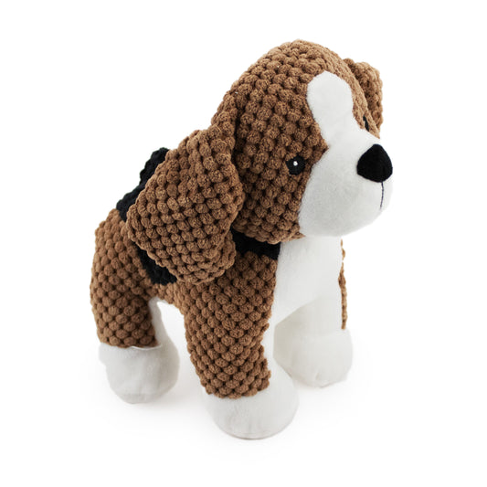 9 benny beagle w/squeaker and crinkle - soft plush squeaky dog toy with corduroy-style texture, fun for pet play and snuggles