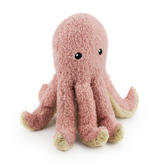 9 octavia octopus w/ squeaker and crinkle -  pink - soft plush squeaky dog toy with corduroy-style texture, fun for pet play and snuggles