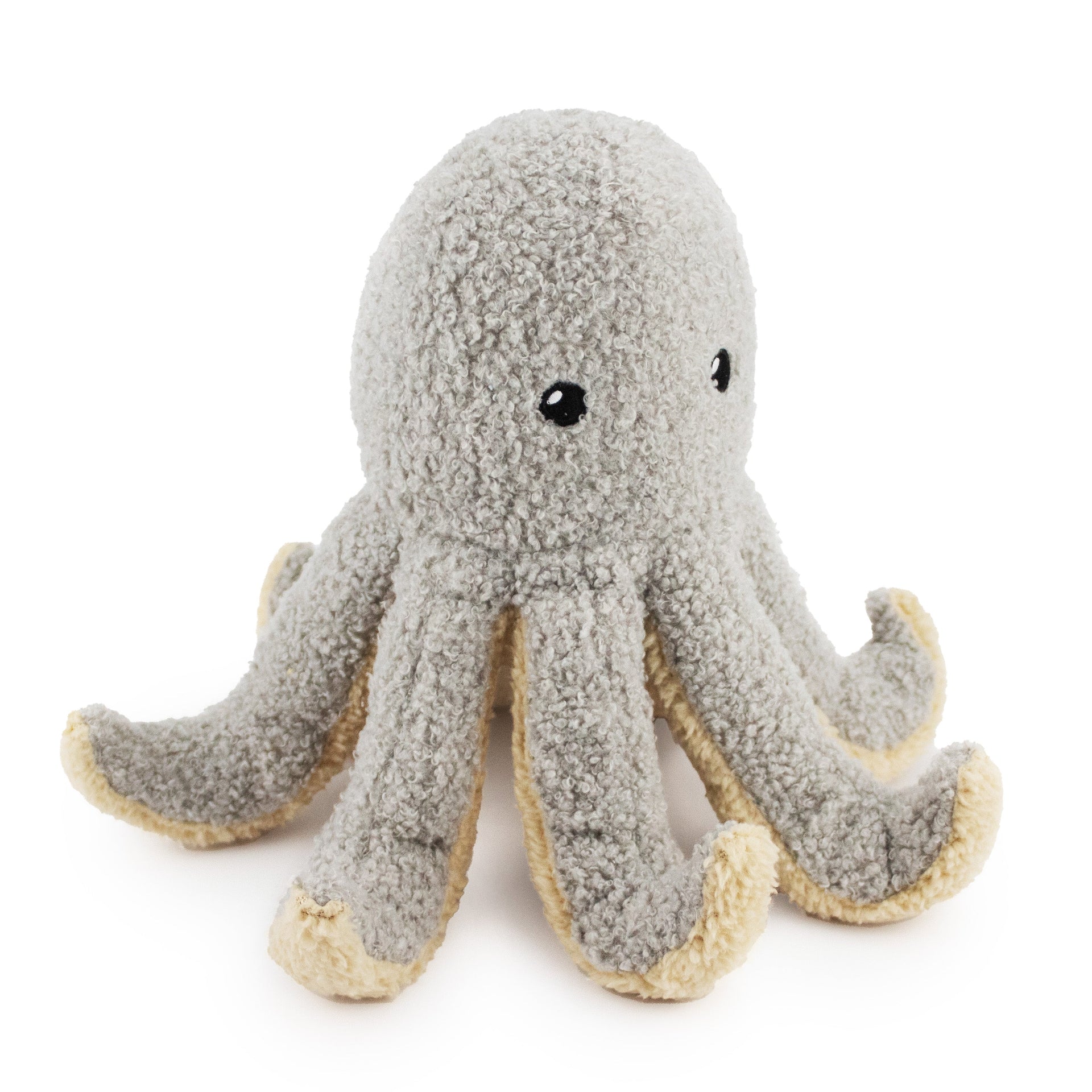 9 octavia octopus w/ squeaker and crinkle -  gray - soft plush squeaky dog toy with corduroy-style texture, fun for pet play and snuggles
