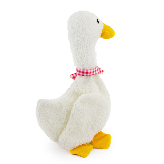 13 what's up duck flattie w/ squeaker and crinkle - soft plush squeaky dog toy with corduroy-style texture, fun for pet play and snuggles