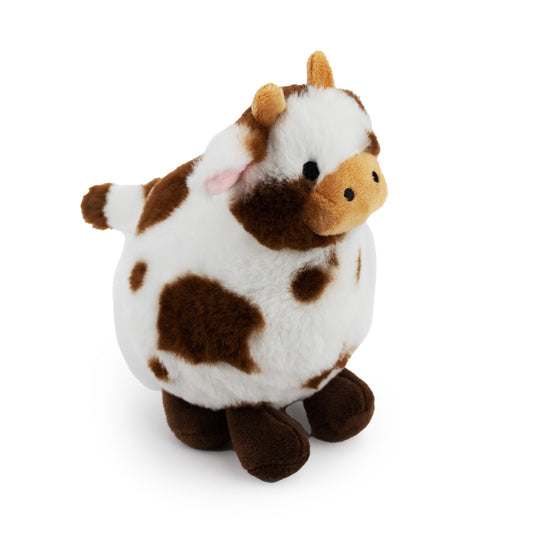 8 carter cow w/ squeaker ball and crinkle - soft plush squeaky dog toy with corduroy-style texture, fun for pet play and snuggles