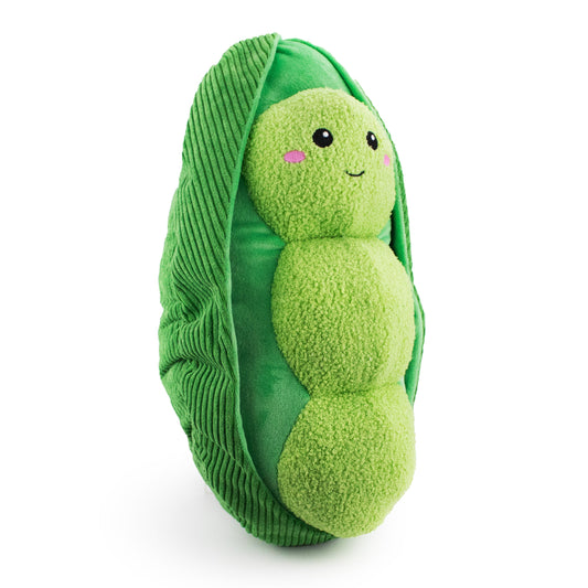 20 jumbo penny pea w/ squeakers and crinkle - soft plush squeaky dog toy with corduroy-style texture, fun for pet play and snuggles