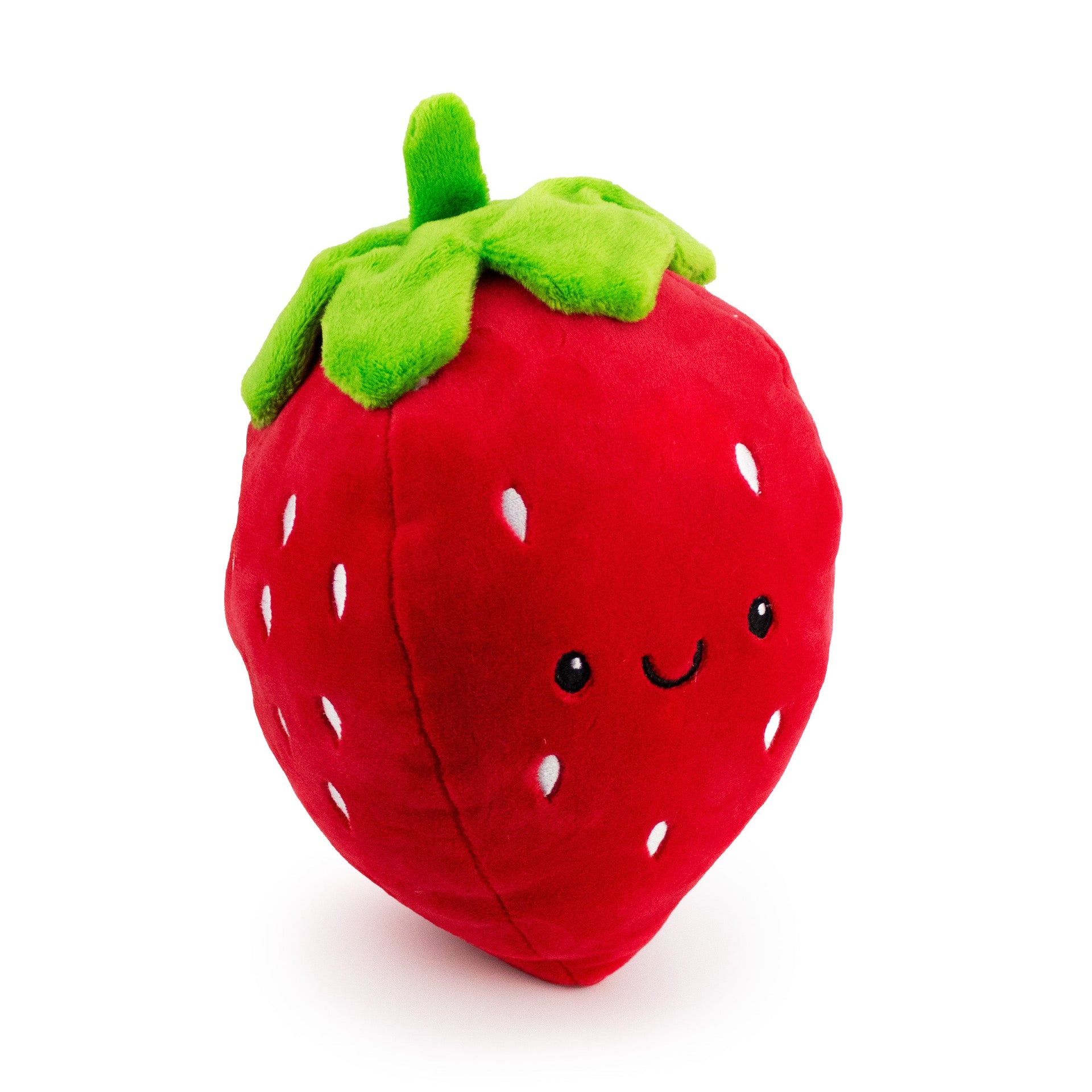 7 sweet strawberry w/ squeaker- ruby - soft plush squeaky dog toy with corduroy-style texture, fun for pet play and snuggles