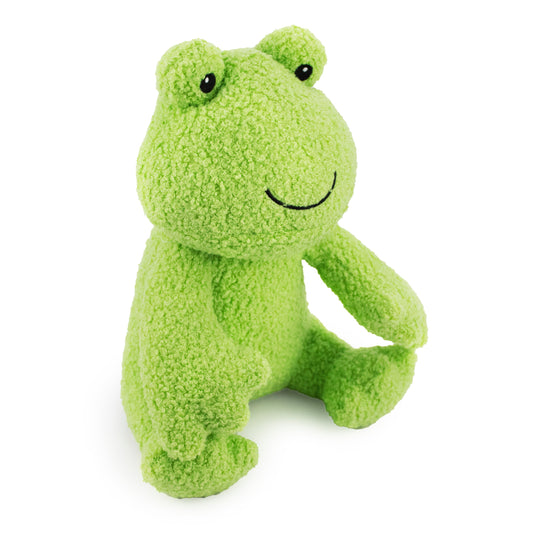9 jump froggie w/ squeaker and crinkle - soft plush squeaky dog toy with corduroy-style texture, fun for pet play and snuggles