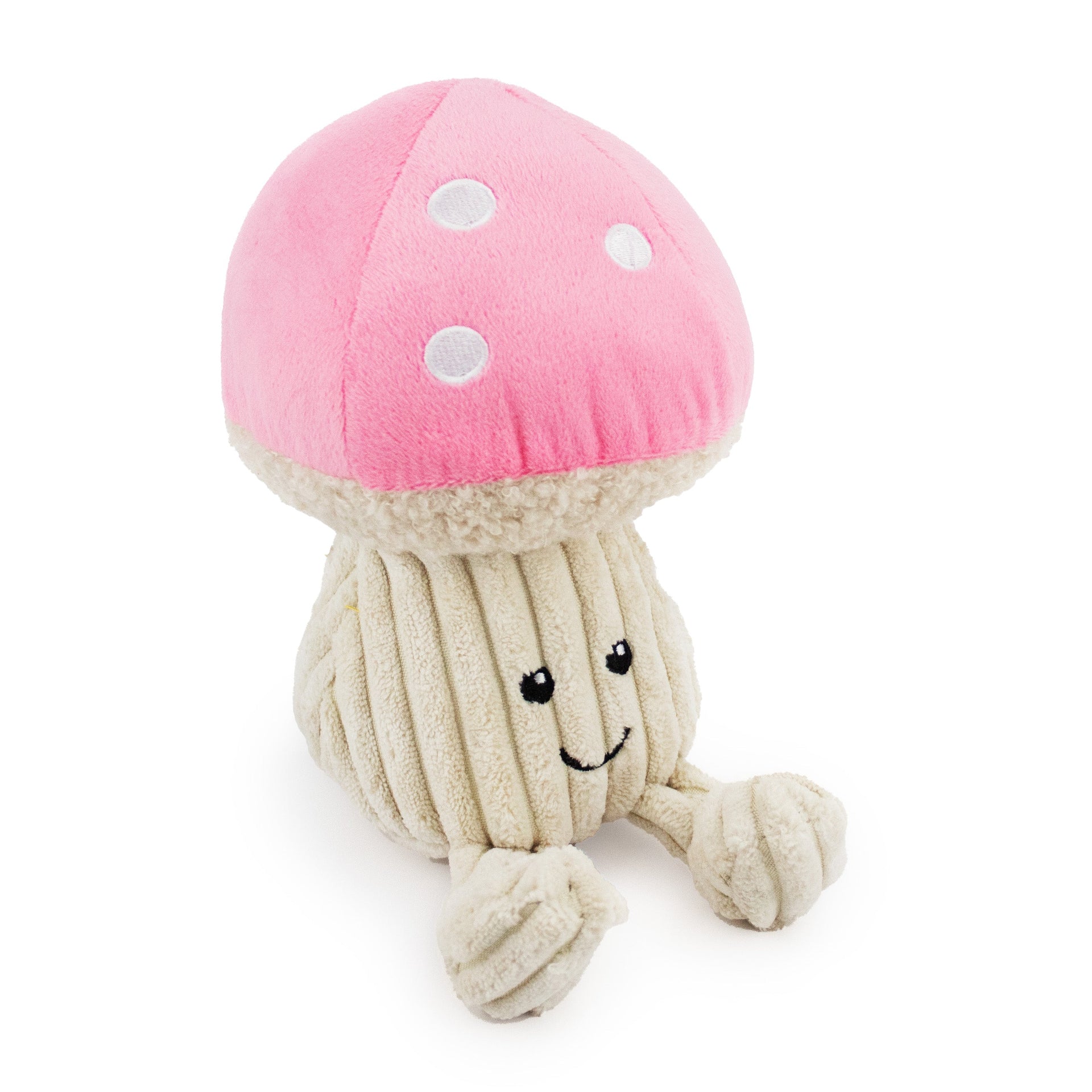 6.5 sprout w/ squeaker - pink - soft plush squeaky dog toy with corduroy-style texture, fun for pet play and snuggles