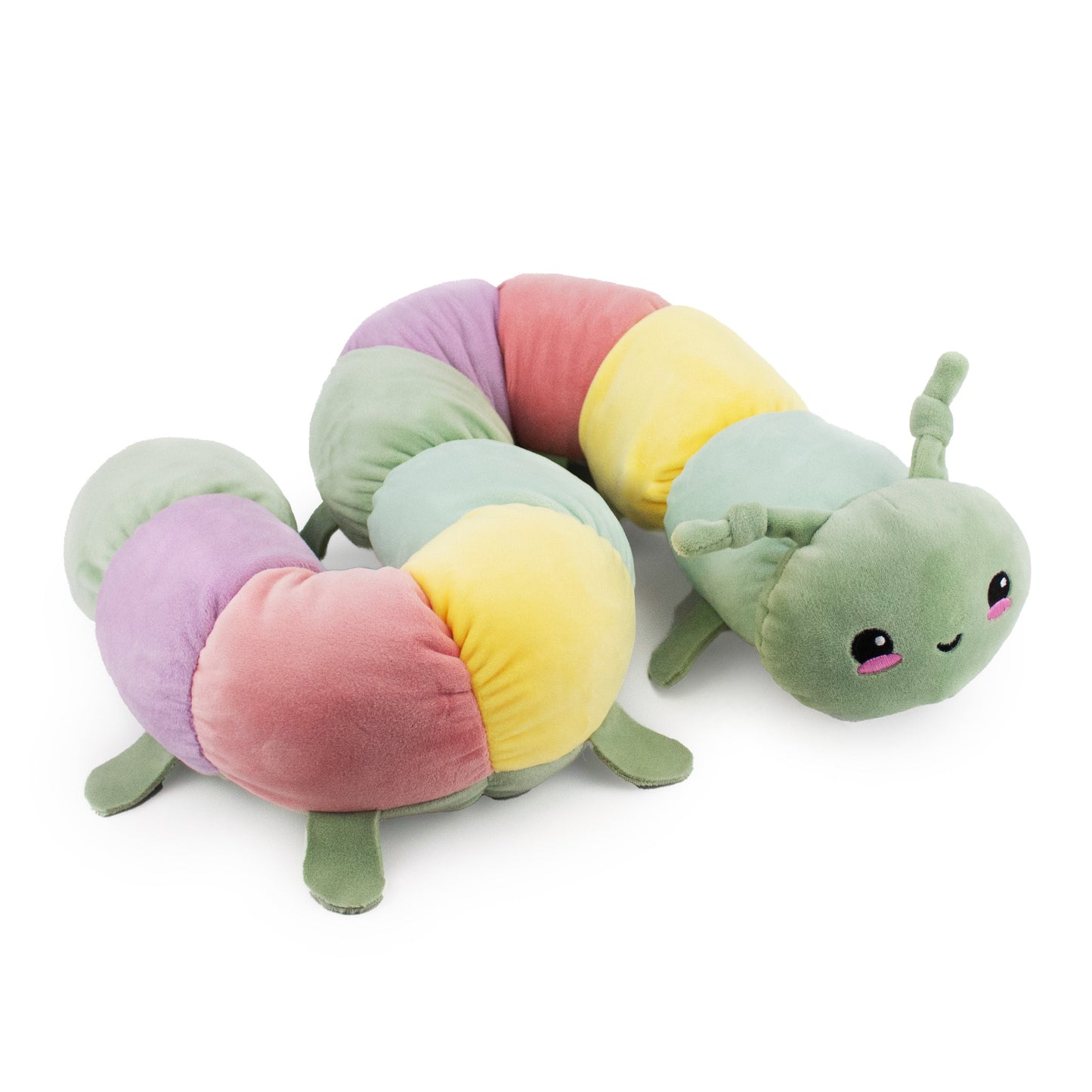 40 jumbo snugglepillar w/ multiple squeakers and crinkle - soft plush squeaky dog toy with corduroy-style texture, fun for pet play and snuggles