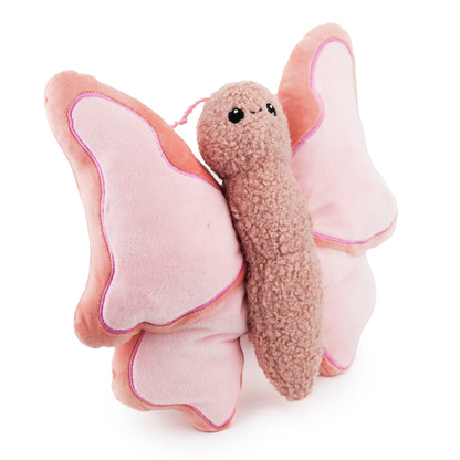 10 sunnywing w/ squeaker and crinkle- rose - soft plush squeaky dog toy with corduroy-style texture, fun for pet play and snuggles