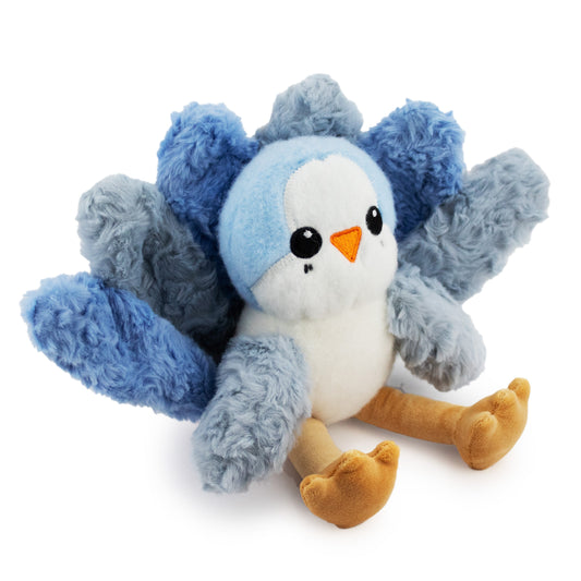 9 blu the blue jay  w/ squeaker ball and crinkle - soft plush squeaky dog toy with corduroy-style texture, fun for pet play and snuggles