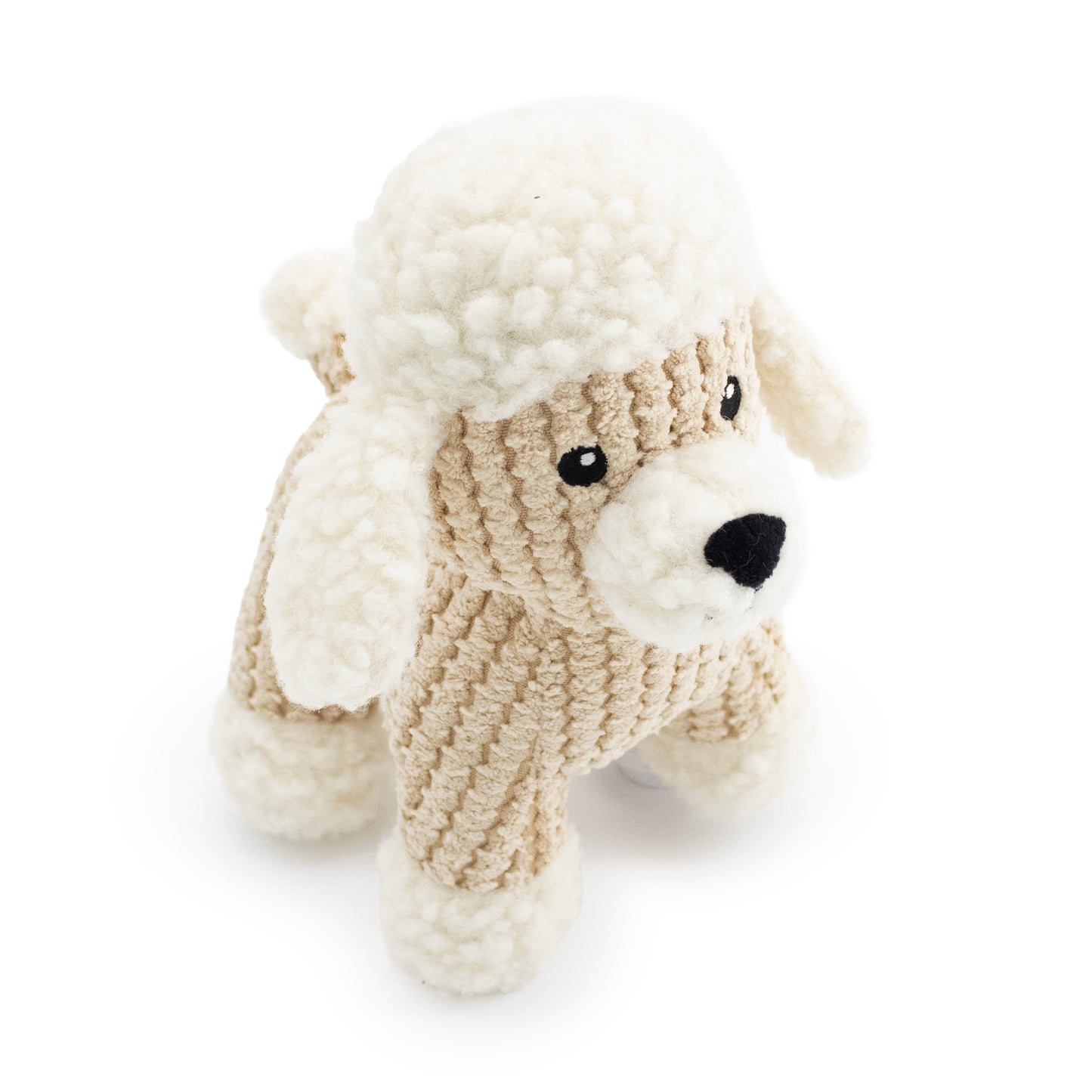 9" Fifi Poodle w/ Squeaker & Crinkle plush dog toy with soft fabric, designed for gentle play and cuddling