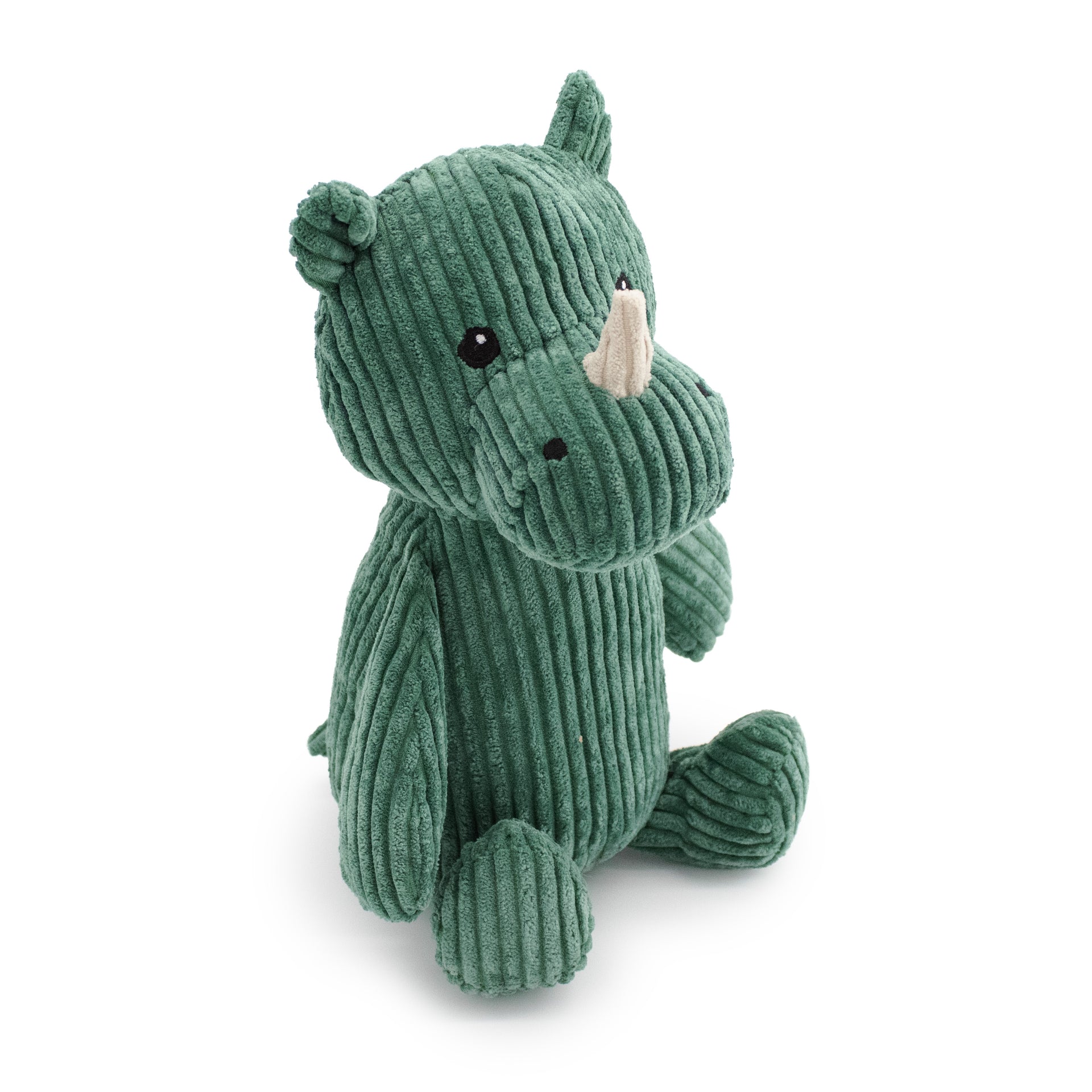 9" Tank Rhino w/ Squeaker & Crinkle plush dog toy with soft fabric, designed for gentle play and cuddling