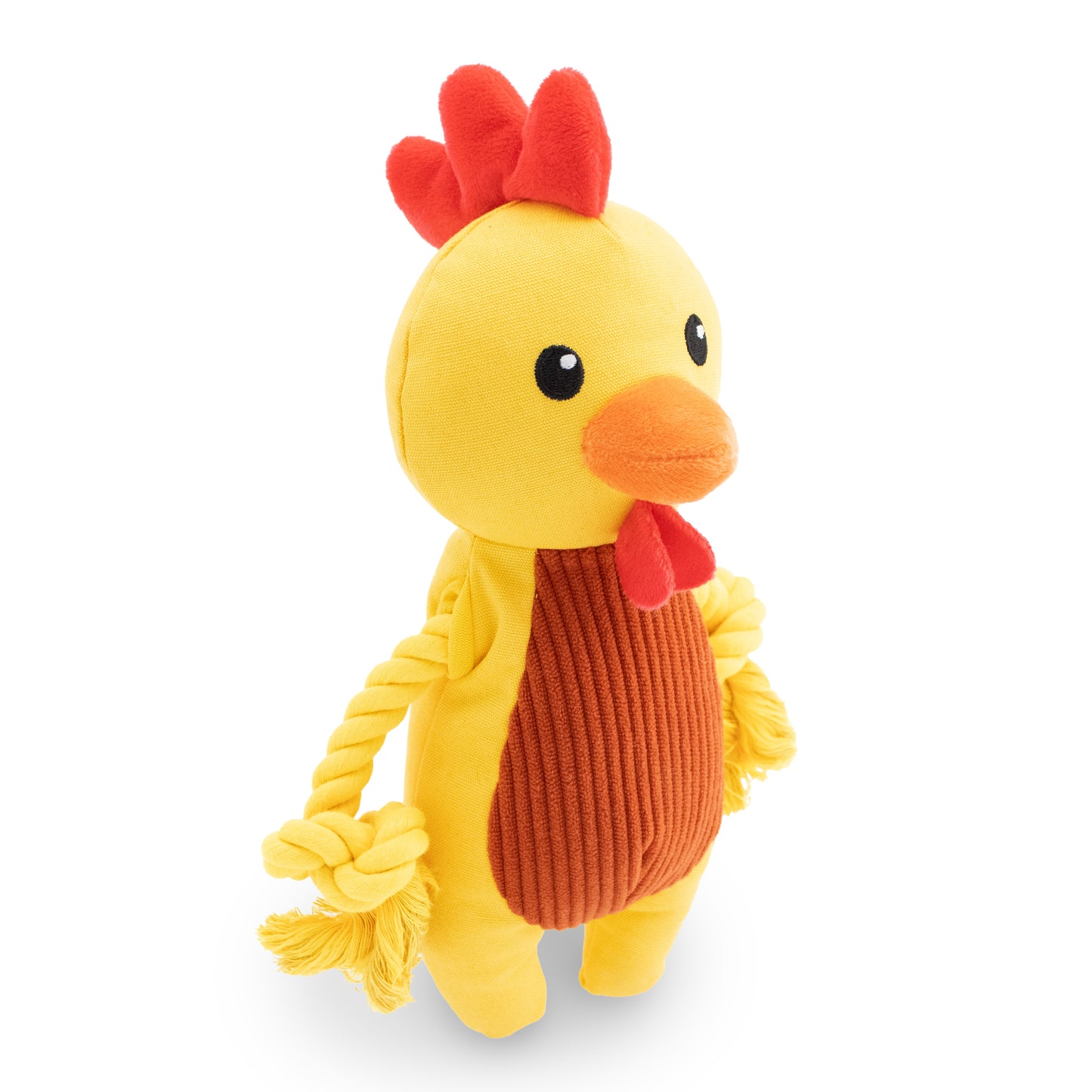 9" Canvy Chicken plush dog toy with soft fabric, designed for gentle play and cuddling