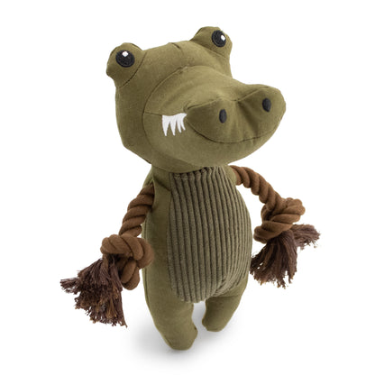 9" Canvy Crocodile plush dog toy with soft fabric, designed for gentle play and cuddling