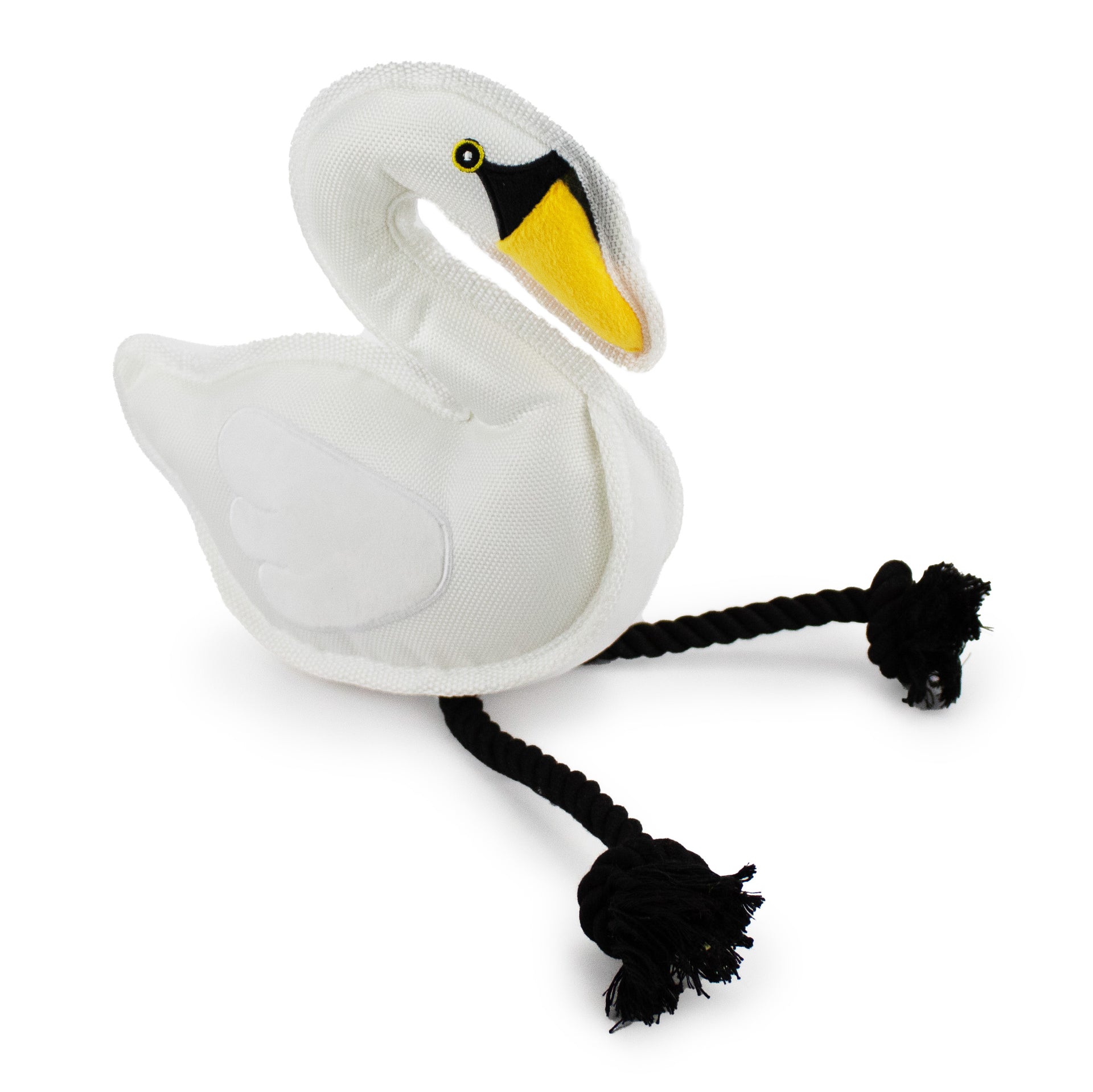 16" Swan w/ Squeaker & Rope plush dog toy with soft fabric, designed for gentle play and cuddling